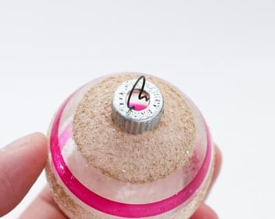 Vintage SHINY BRITE White Mica Unsilvered Pink Stripe Glass Christmas Ornament - Thumbnail 4