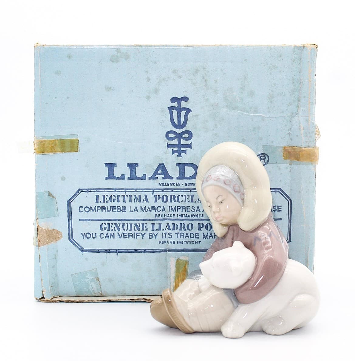 Lladro Eskimo Playing Polar Bear #1195 Porcelain Figure In Box By Juan Huerta - Thumbnail 2
