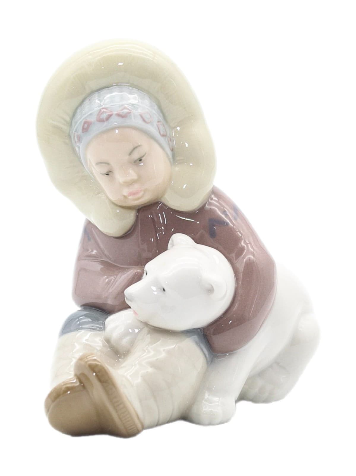 Lladro Eskimo Playing Polar Bear #1195 Porcelain Figure In Box By Juan Huerta - Image 1