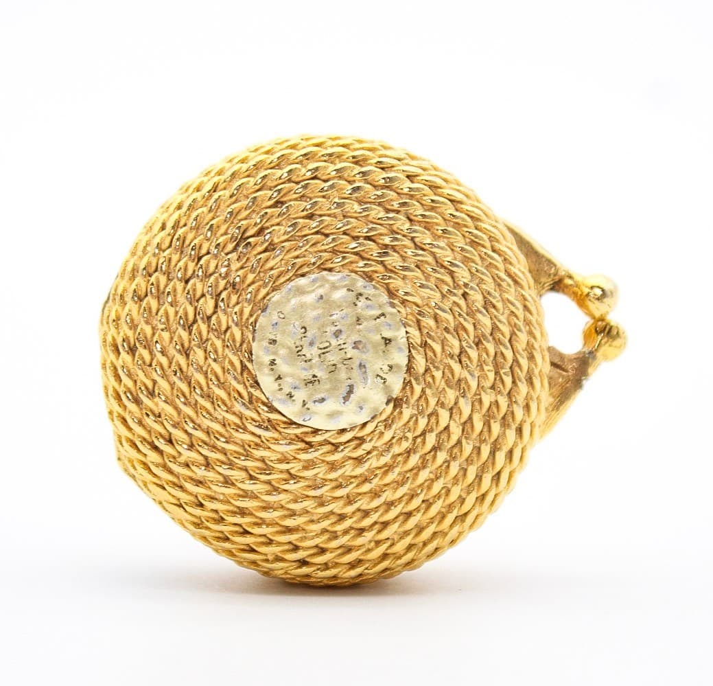 Estee Lauder Gold Plated Coiled Rope Faux Turquoise Solid Perfume Compact - Thumbnail 6
