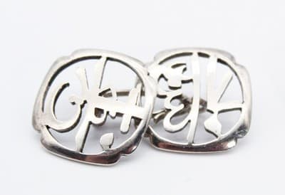Vintage Sterling Silver 925 Chinese Fortune & Longevity Mens Cufflinks - Thumbnail 4