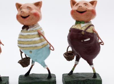 Lori C. Mitchell Three Little Pigs Childhood Stories Folk Art Figures 6" - Thumbnail 6
