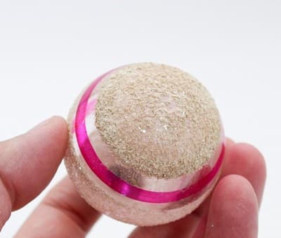 Vintage SHINY BRITE White Mica Unsilvered Pink Stripe Glass Christmas Ornament - Thumbnail 3