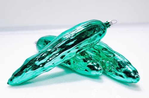3 Vintage Germany Green Pickles Cucumbers Vegetable Glass Christmas Ornaments - Thumbnail 4