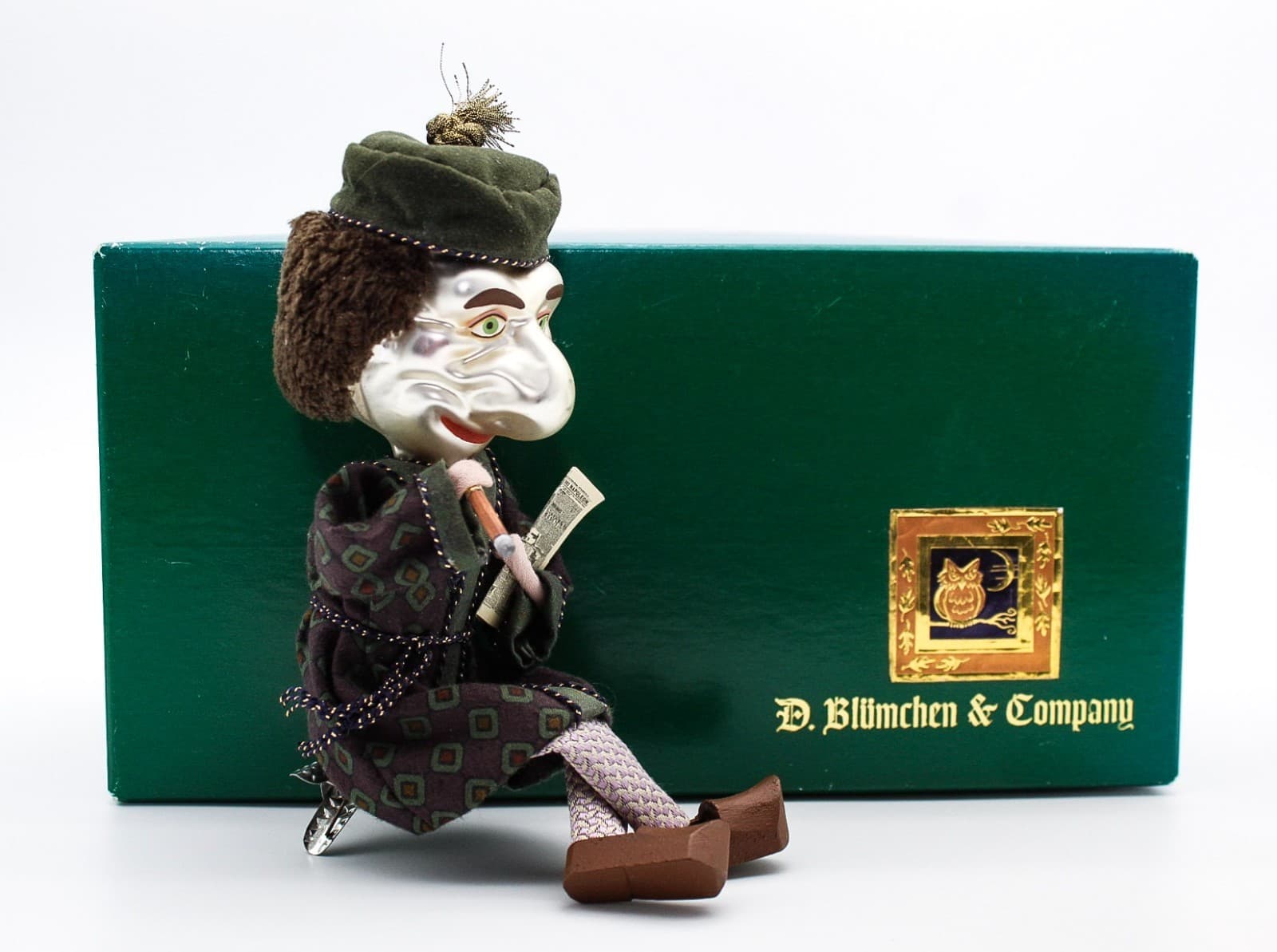 Vintage Germany D. Blumchen & Co Christmas Glass Marionette Clip-On Ornament - Thumbnail 2