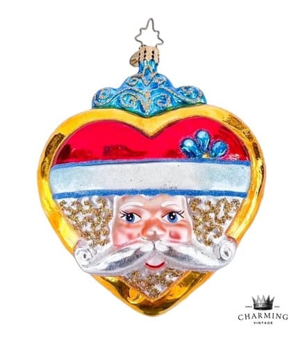 Vintage Radko Smiles from the Heart Santa Claus Glass Christmas Ornament w/Box - Image 1