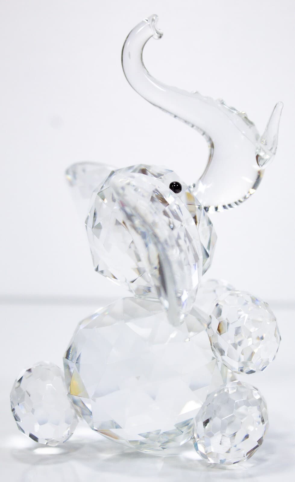 Clear Large Crystal Glass Collectibel Elephant With Tusks Animal Figurine - Thumbnail 3