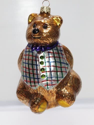 Kurt Adler Polonaise Vintage Honey Bear Glass Christmas Ornament With Box - Thumbnail 7