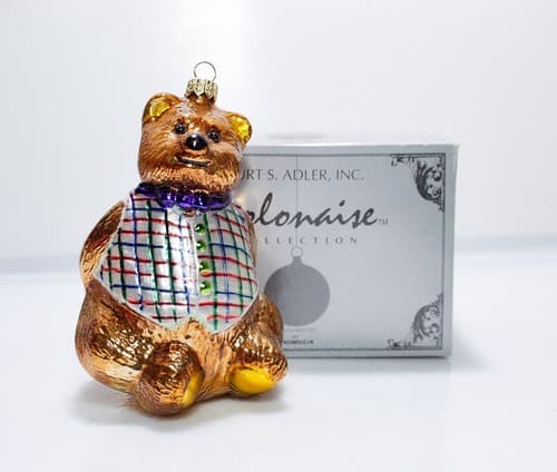 Kurt Adler Polonaise Vintage Honey Bear Glass Christmas Ornament With Box - Thumbnail 2