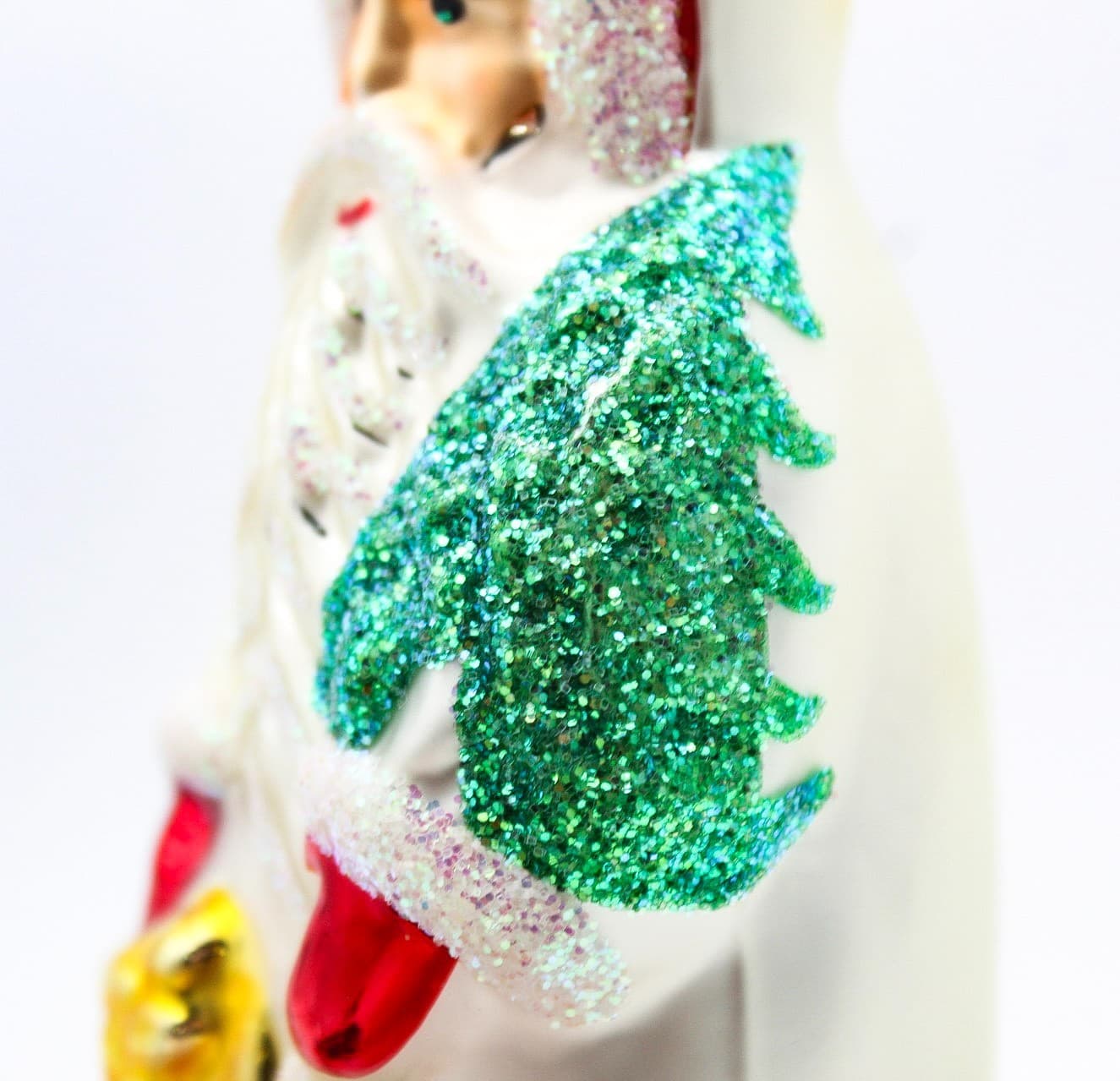 Christopher Radko Poinsettia Santa Hand Painted Glass Christmas Ornament 5.25" - Thumbnail 4