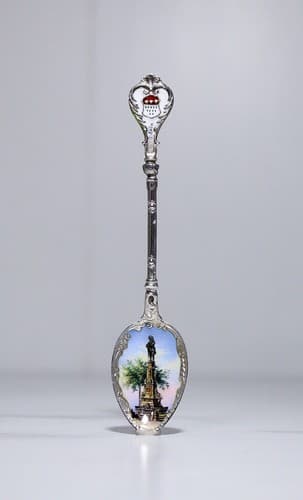 Antique Hand Painted Enamel Scenic European 800 Silver Souvenir Spoon - Thumbnail 3
