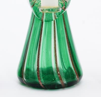 3 Vintage Murano Italy Gold Flecked Green & Red Angel Motif Candle Holders - Thumbnail 9