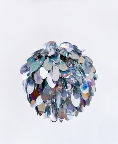 4 Vintage Shiny Disco Sequin Beaded Balls Christmas Ornaments - Thumbnail 3