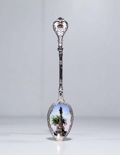Antique Hand Painted Enamel Scenic European 800 Silver Souvenir Spoon - Thumbnail 7