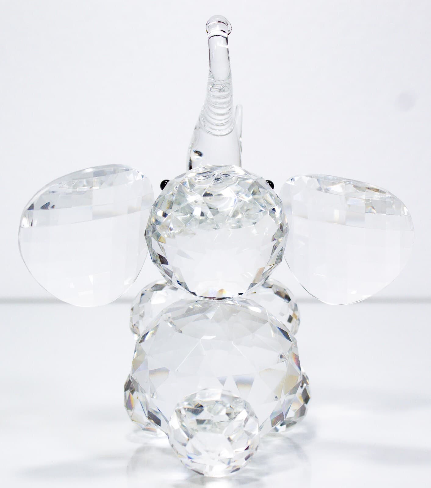 Clear Large Crystal Glass Collectibel Elephant With Tusks Animal Figurine - Thumbnail 2