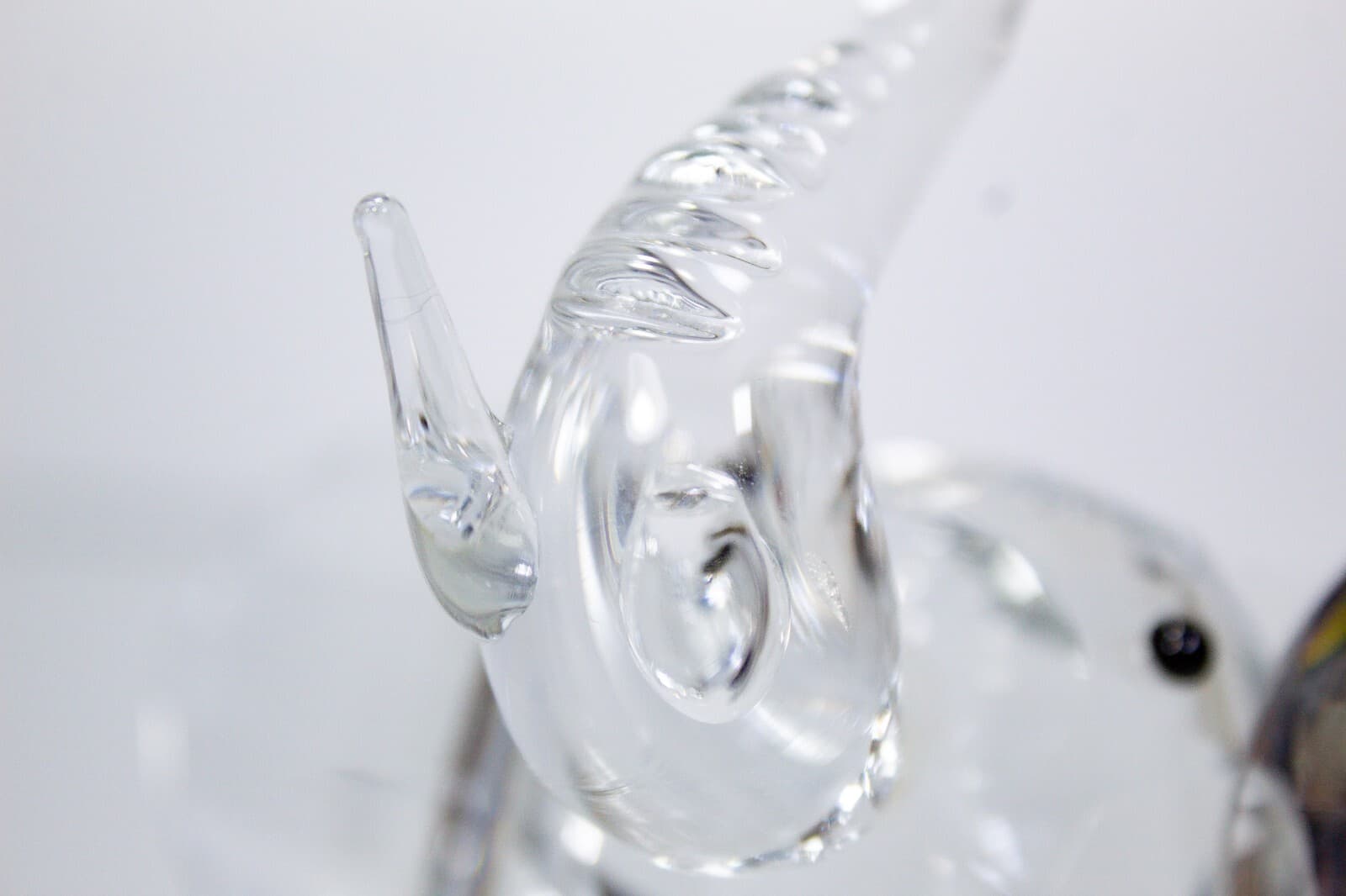 Clear Large Crystal Glass Collectibel Elephant With Tusks Animal Figurine - Thumbnail 6