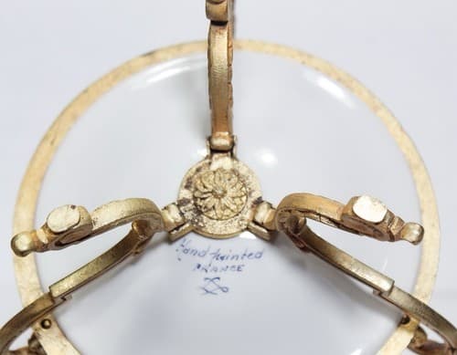 SÈVRES Antique French Porcelain Footed Floral Serving Dish With Bronze Mount - Thumbnail 7