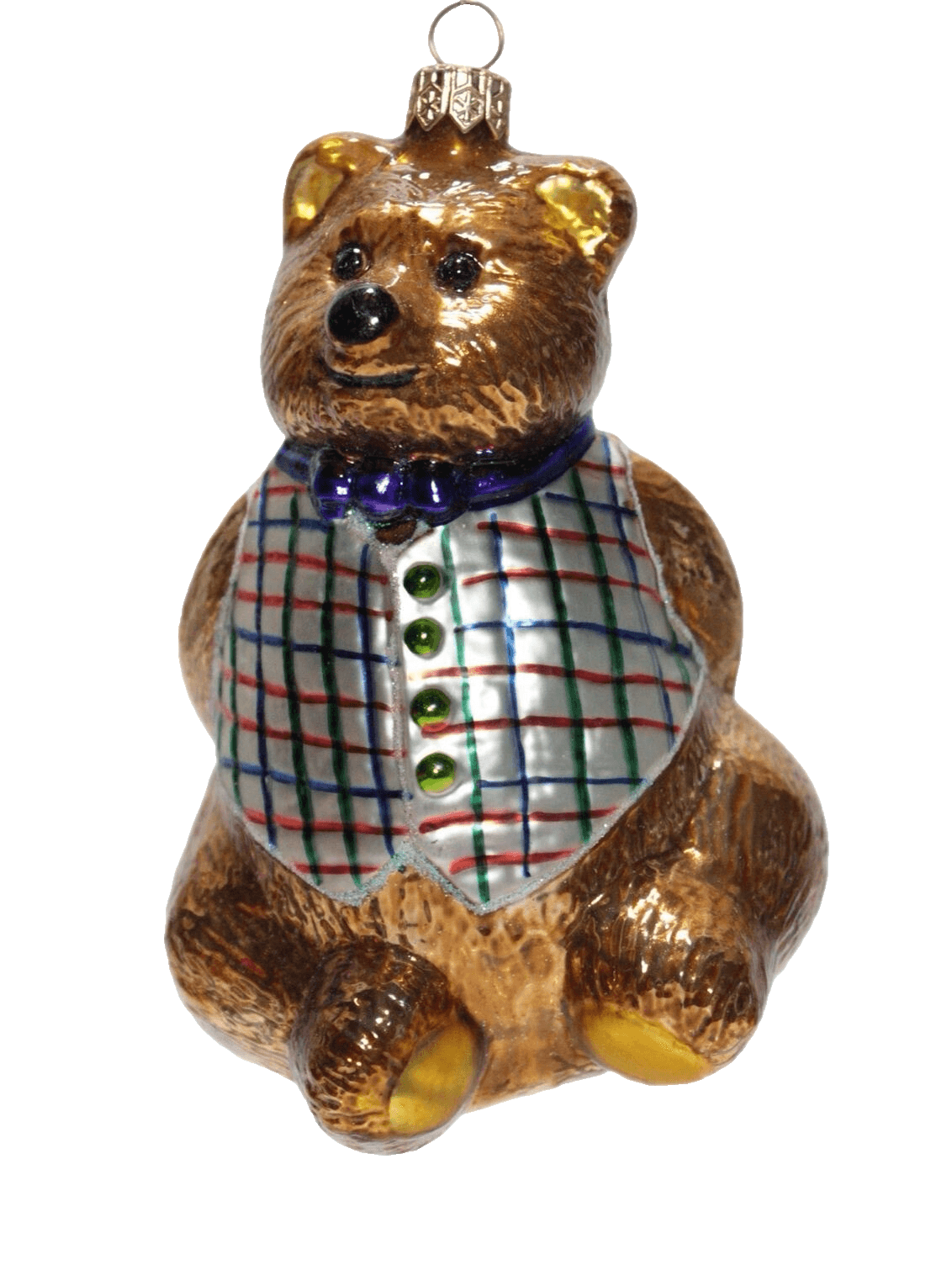 Kurt Adler Polonaise Vintage Honey Bear Glass Christmas Ornament With Box - Image 1