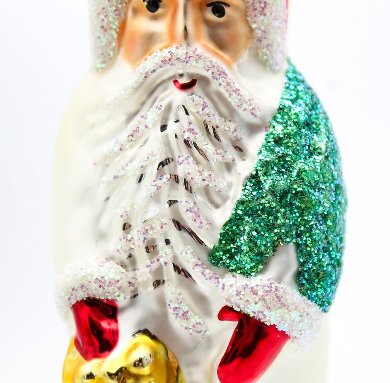 Christopher Radko Poinsettia Santa Hand Painted Glass Christmas Ornament 5.25" - Thumbnail 2
