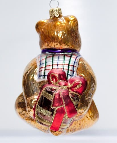 Kurt Adler Polonaise Vintage Honey Bear Glass Christmas Ornament With Box - Thumbnail 5
