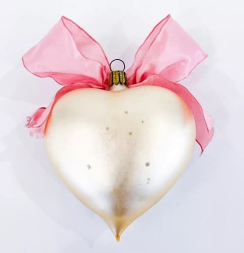 NATALIE SARABELLE Jeweled Floral Heart Shape Signed Glass Christmas Ornament - Thumbnail 4