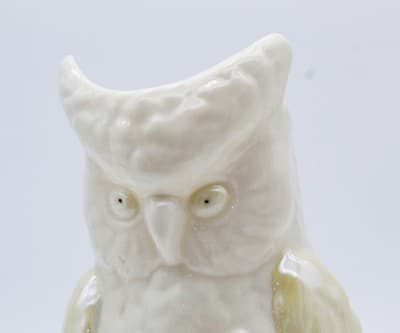 Belleek Ireland Glazed Owl Bird Porcelain Vase 7th Yellow Hallmark Vintage - Thumbnail 2