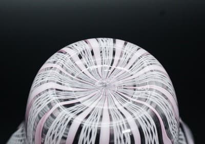 Vintage Murano Art Glass Handkerchief Vase With Pink & White Zanfirico Ribbons - Thumbnail 6