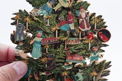 Vintage Pop Up Paper Holiday Christmas Tree Decor Assorted Ornaments - Thumbnail 9