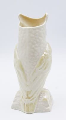 Belleek Ireland Glazed Owl Bird Porcelain Vase 7th Yellow Hallmark Vintage - Thumbnail 6