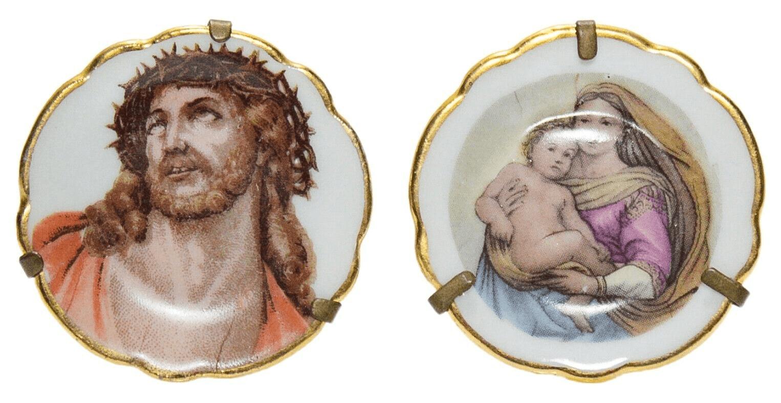 2 LIMOGES France Religious Miniature Dollhouse Porcelain Collectable Plates - Image 1