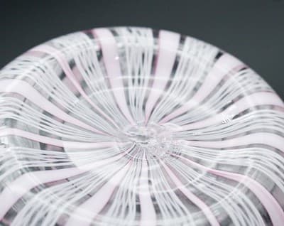 Vintage Murano Art Glass Handkerchief Vase With Pink & White Zanfirico Ribbons - Thumbnail 7