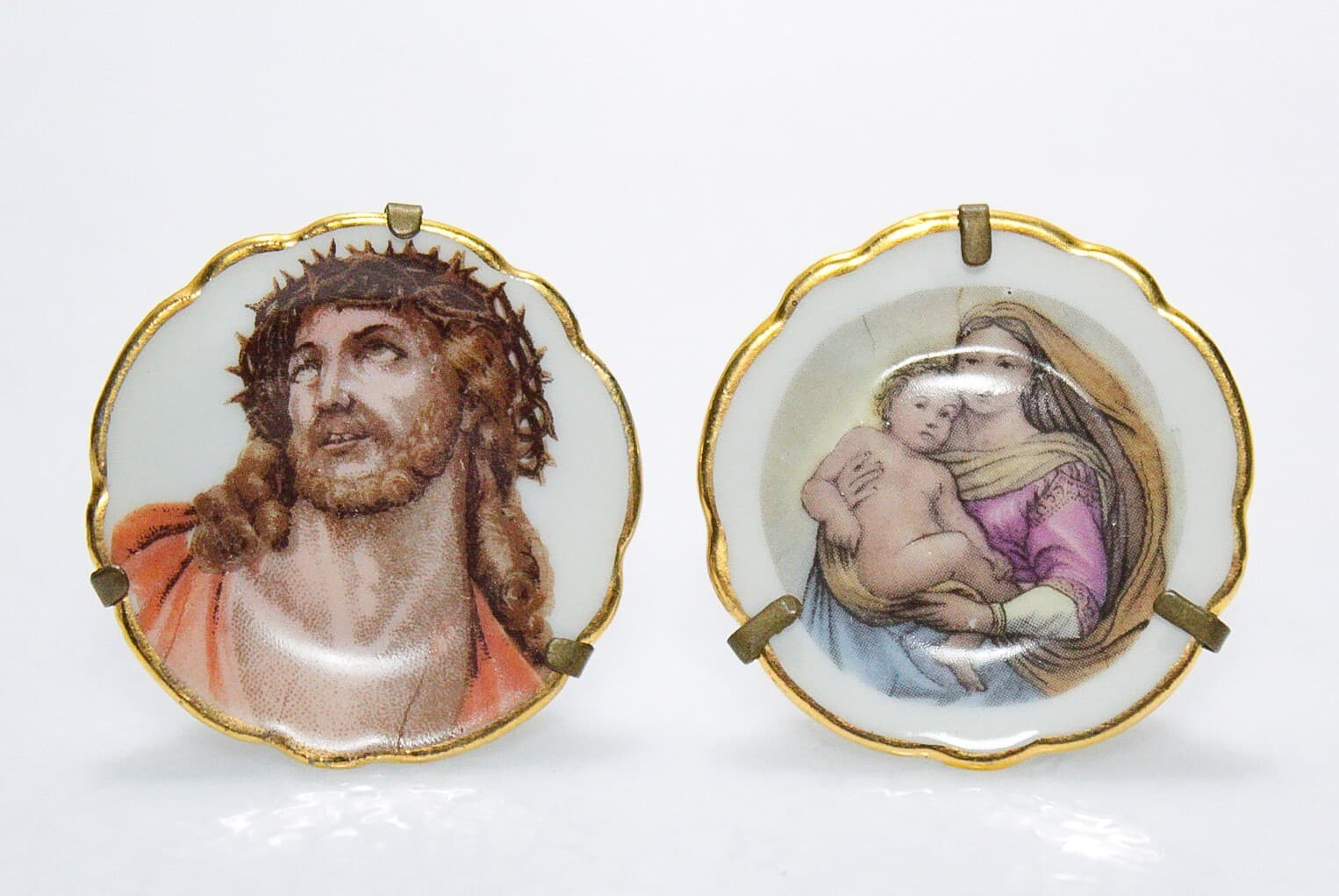 2 LIMOGES France Religious Miniature Dollhouse Porcelain Collectable Plates - Thumbnail 6