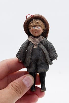 1981 Vintage Artisan Signed Hand Painted Farm Boy Christmas Ornament - Thumbnail 2