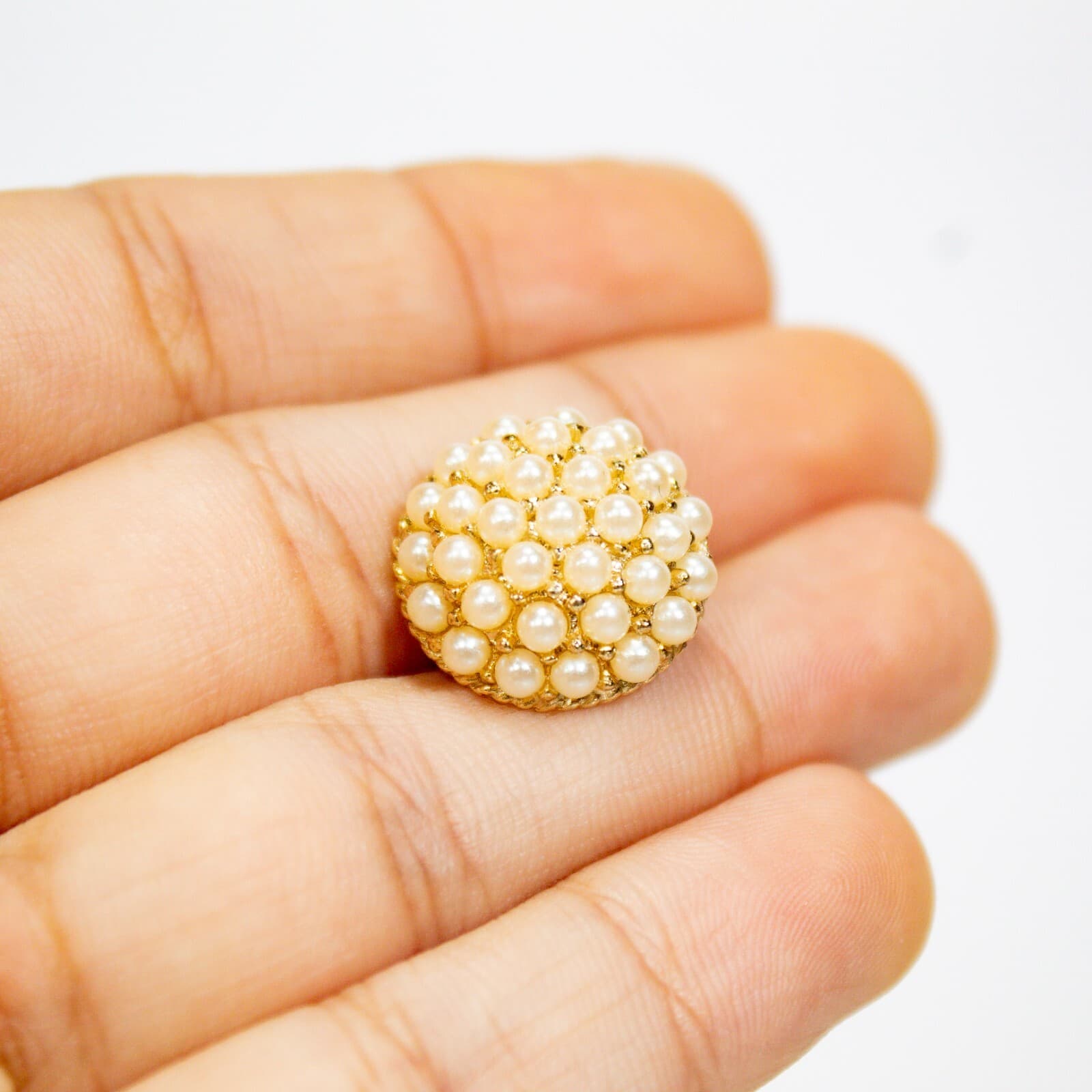 Vintage Dome Style Faux Seed Pear Screw Back Earrings - Thumbnail 5