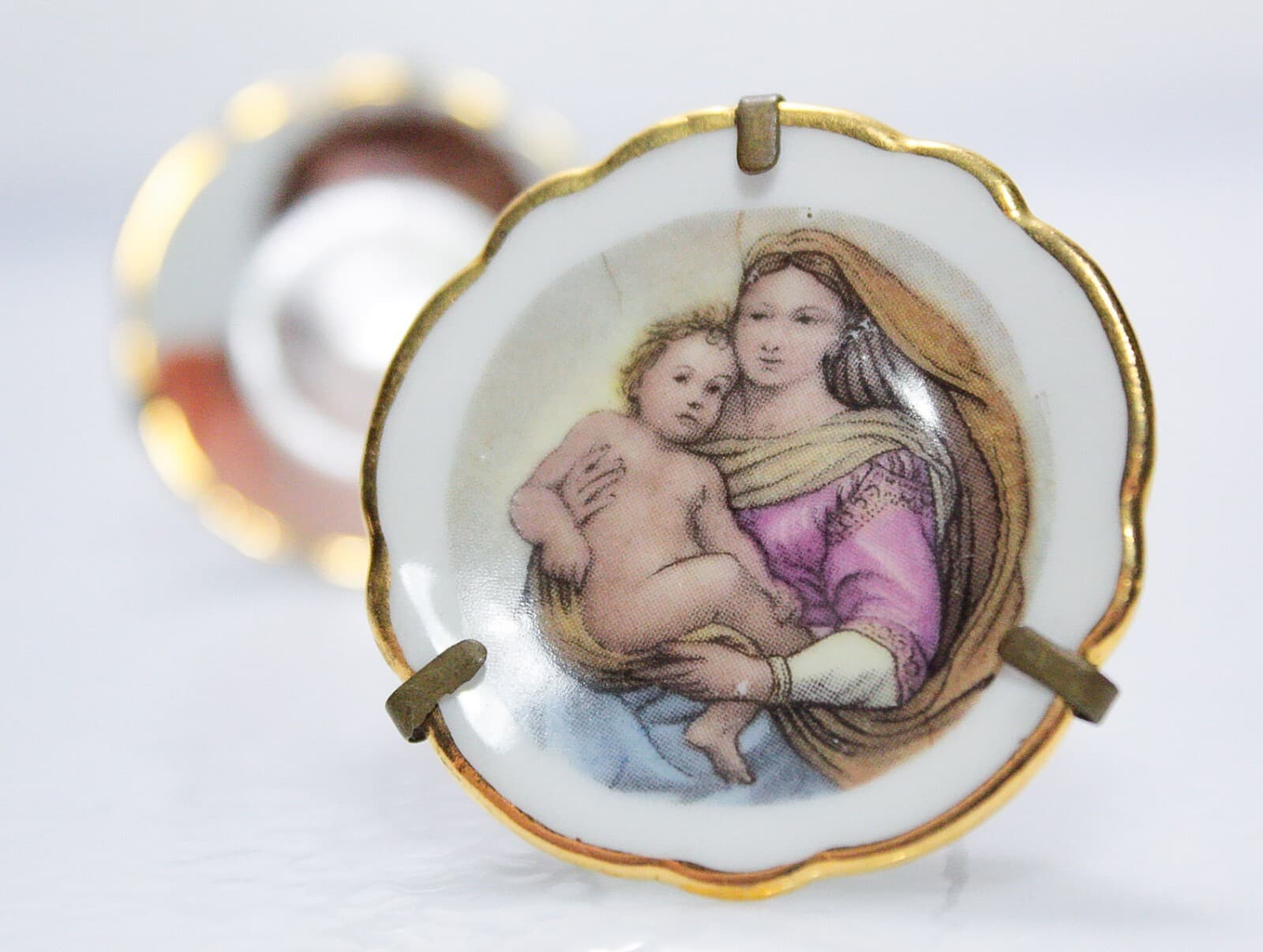 2 LIMOGES France Religious Miniature Dollhouse Porcelain Collectable Plates - Thumbnail 2