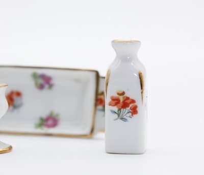 Vintage LIMOGES France Assorted Porcelain Floral Motif Dollhouse Miniatures - Thumbnail 4