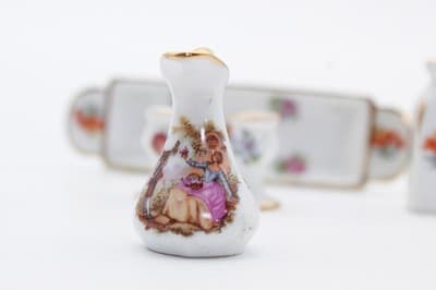 Vintage LIMOGES France Assorted Porcelain Floral Motif Dollhouse Miniatures - Thumbnail 5