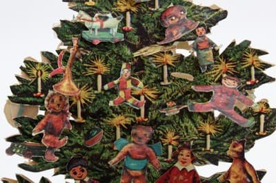 Vintage Pop Up Paper Holiday Christmas Tree Decor Assorted Ornaments - Thumbnail 3