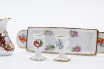 Vintage LIMOGES France Assorted Porcelain Floral Motif Dollhouse Miniatures - Thumbnail 3