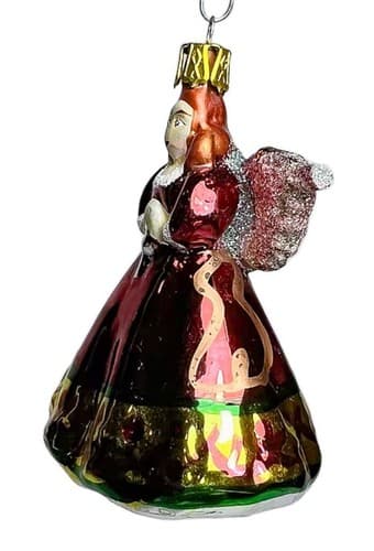 Vintage Praying Angel Motif Glass Glittered Christmas Hanging Ornament - Thumbnail 2