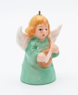 Hummel Goebel 1977 Green Angel Bell Germany Porcelain Christmas Ornament TMK 5 - Thumbnail 5