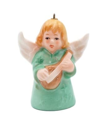 Hummel Goebel 1977 Green Angel Bell Germany Porcelain Christmas Ornament TMK 5 - Image 1