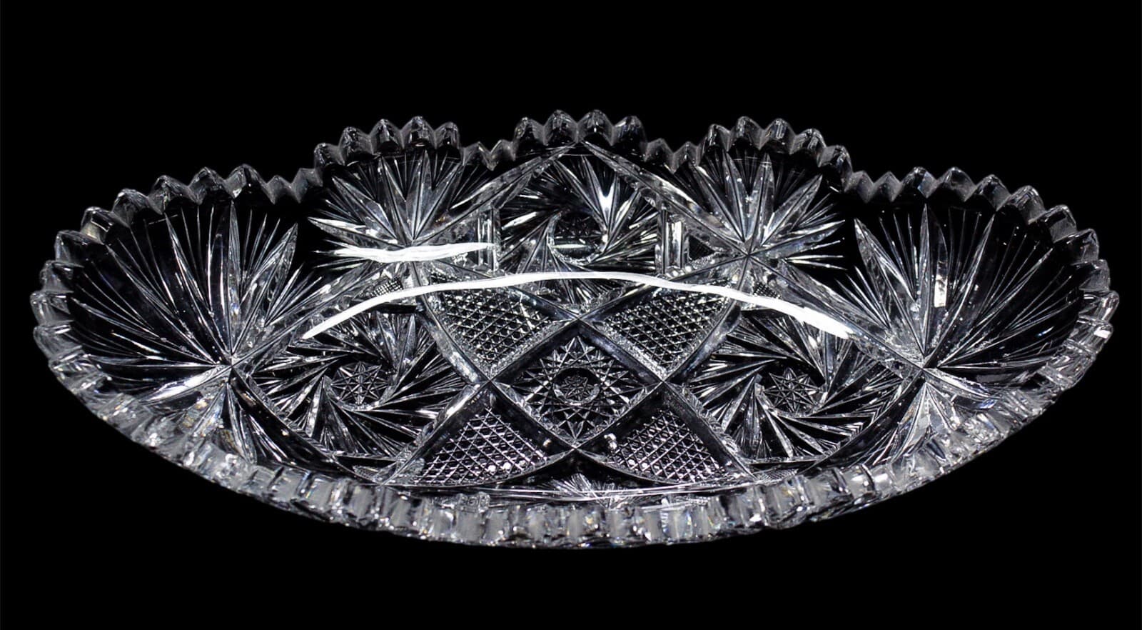 Antique ABP AMERICAN BRILLIANT Deep Cup Crystal Celery Serving Dish Bowl - Image 1