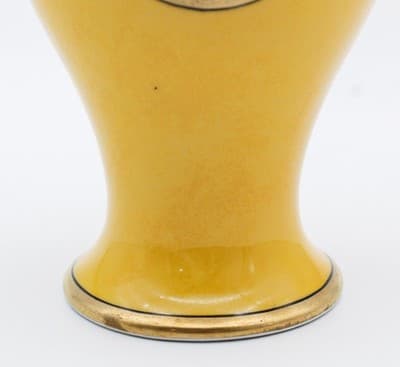 Sevres Antique Hand Painted Floral Medallions Yellow Covered Porcelain Urn Vase - Thumbnail 3