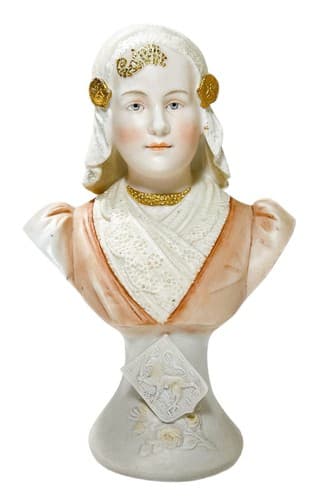 Antique 19th C Victorian Lady Hand Painted Porcelain Figurine Hallmarked - Image 1