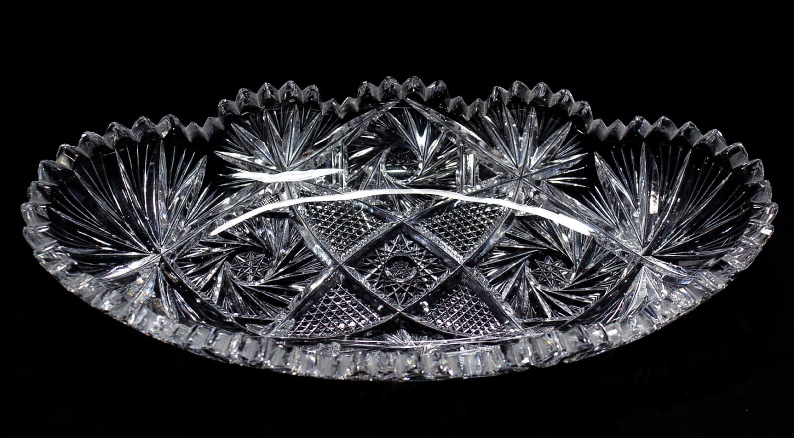 Antique ABP AMERICAN BRILLIANT Deep Cup Crystal Celery Serving Dish Bowl - Thumbnail 7