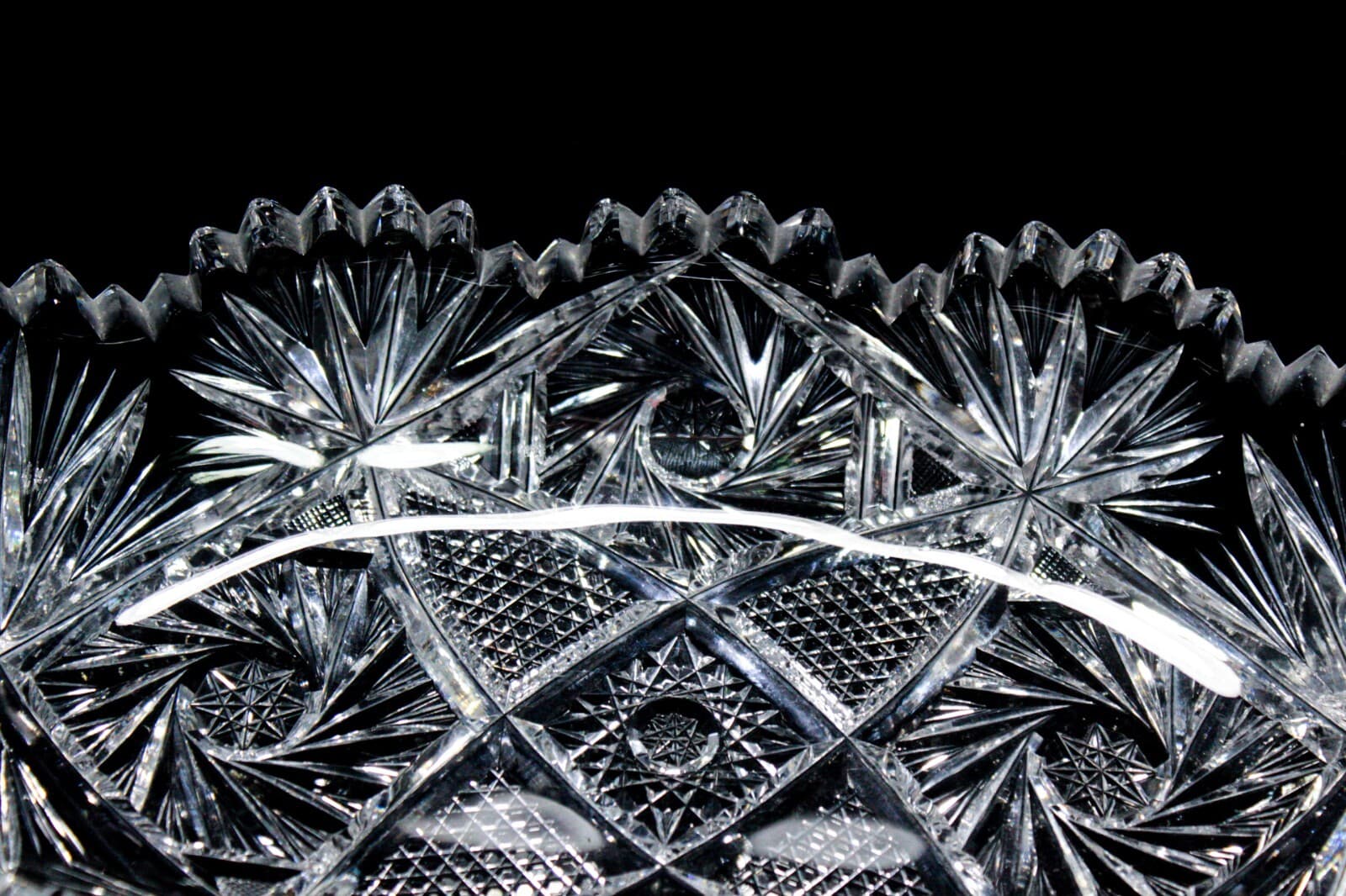 Antique ABP AMERICAN BRILLIANT Deep Cup Crystal Celery Serving Dish Bowl - Thumbnail 2