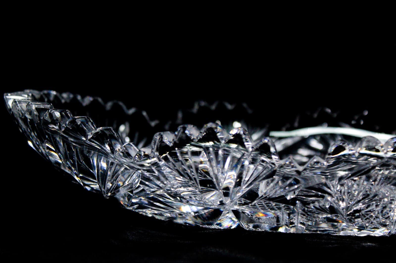Antique ABP AMERICAN BRILLIANT Deep Cup Crystal Celery Serving Dish Bowl - Thumbnail 3