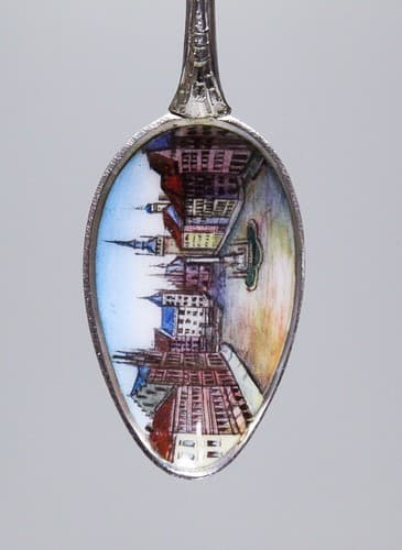 Antique Hand Painted Enamel Scenic European 800 Silver Souvenir Spoon - Thumbnail 8