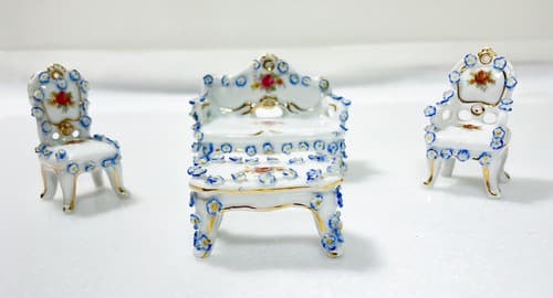 VIEIRA DE CASTRO RIO Miniatura Dollhouse Porcelain Floral Insert Livingroom Set - Thumbnail 2